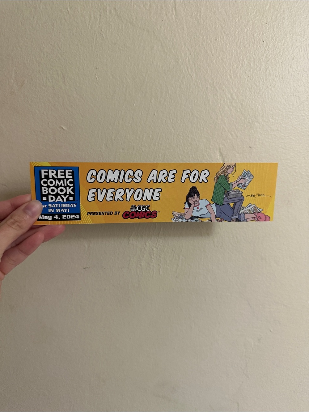 Free Comic Book Day Yellow 'Comics Are For Everyone' Promotional Bookmark